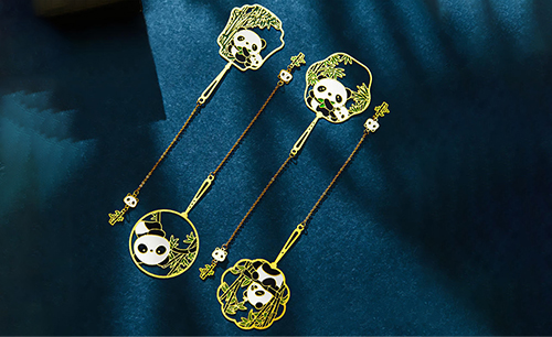 景區定制熊貓金屬創意書簽圖